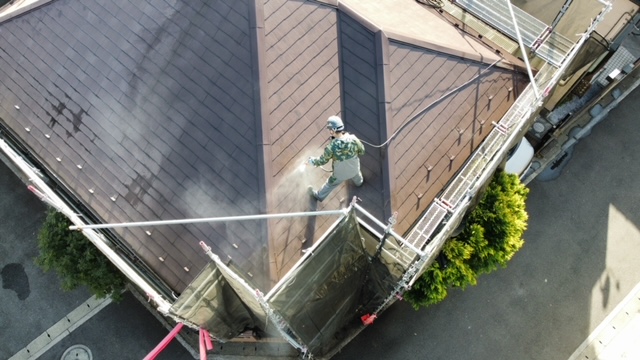 横浜市港北区　屋根付帯塗装　　高圧洗浄工事
